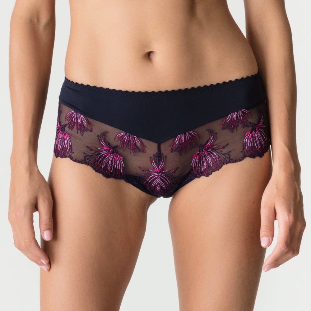 NEW Prima Donna Panties Sz 8 Fireworks Luxury Thong Embroidered Lace Black Sexy